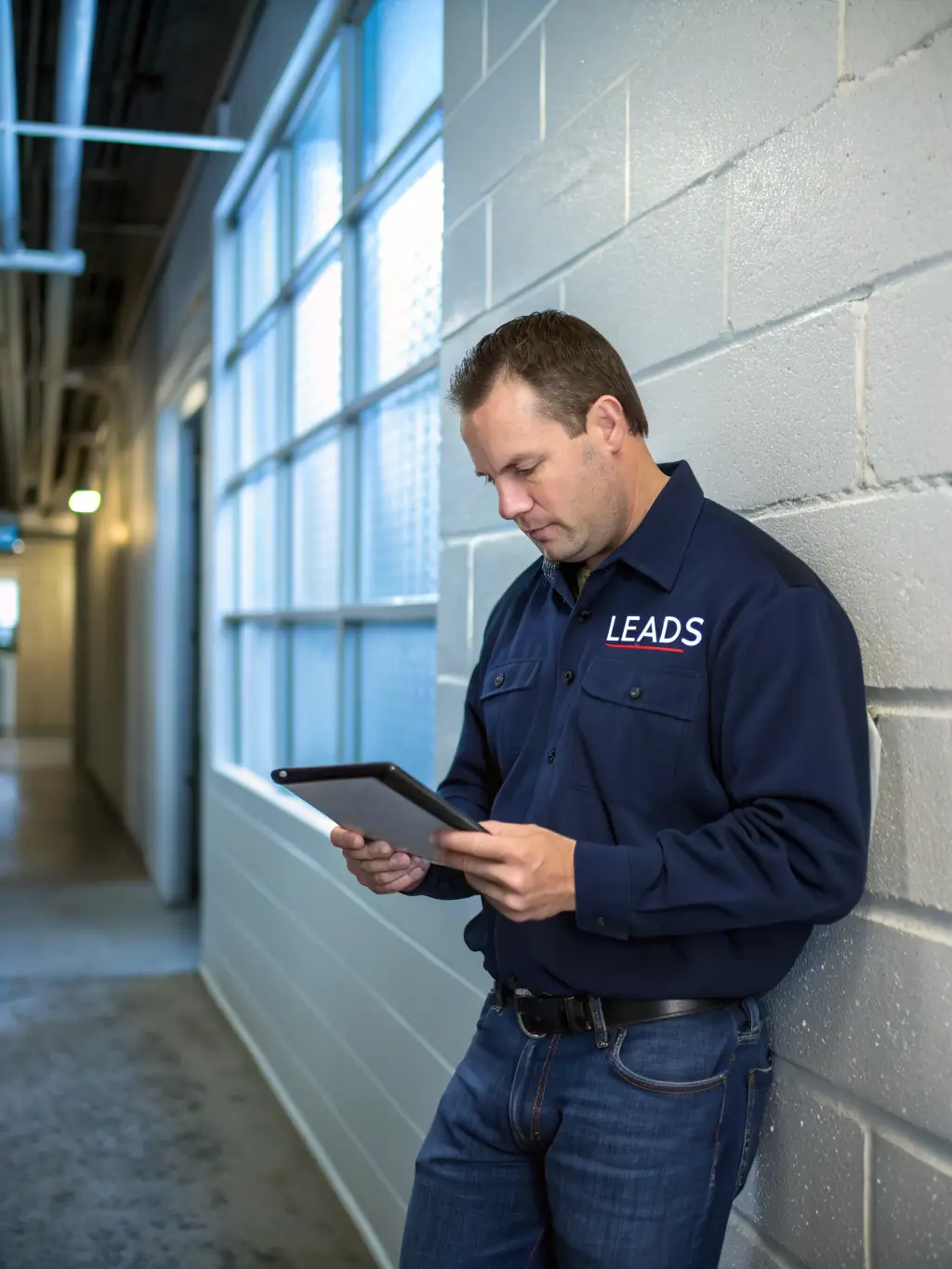 A professional plumber in uniform using a smartphone to schedule appointments, with digital notifications visible on the screen, highlighting workflow automation.